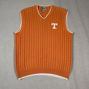 VTG Joe College Sports Tennessee Volunteers Cable Knit Sweater Vest Mens Large